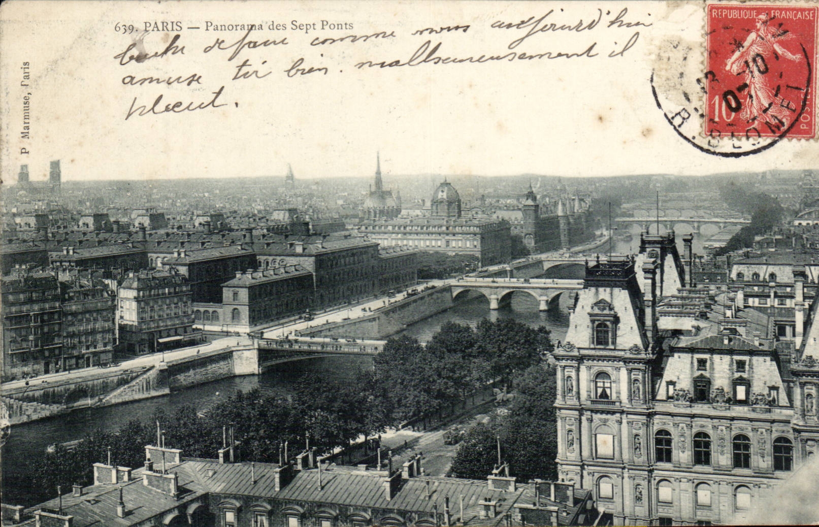 Paris - 1 - Panorama des Sept Ponts CPA 