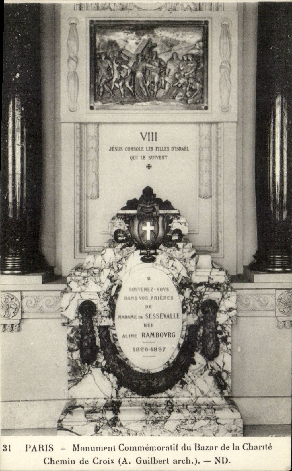 Paris - 1 - Monument Commemoratif du Bazar de la Charite - Chemin de Croix CPA 