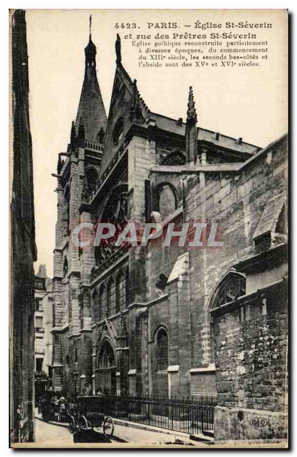 Paris - 1 - Eglise St Severin et rue des Pretres St Severin CPA 
