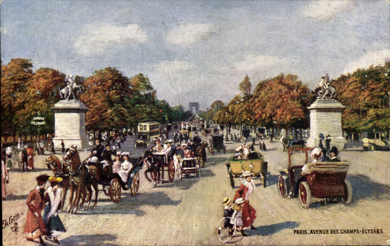 Paris - 8 - Avenue des Champs Elysees - tableau - art - painting - enfant - jouet CPA 