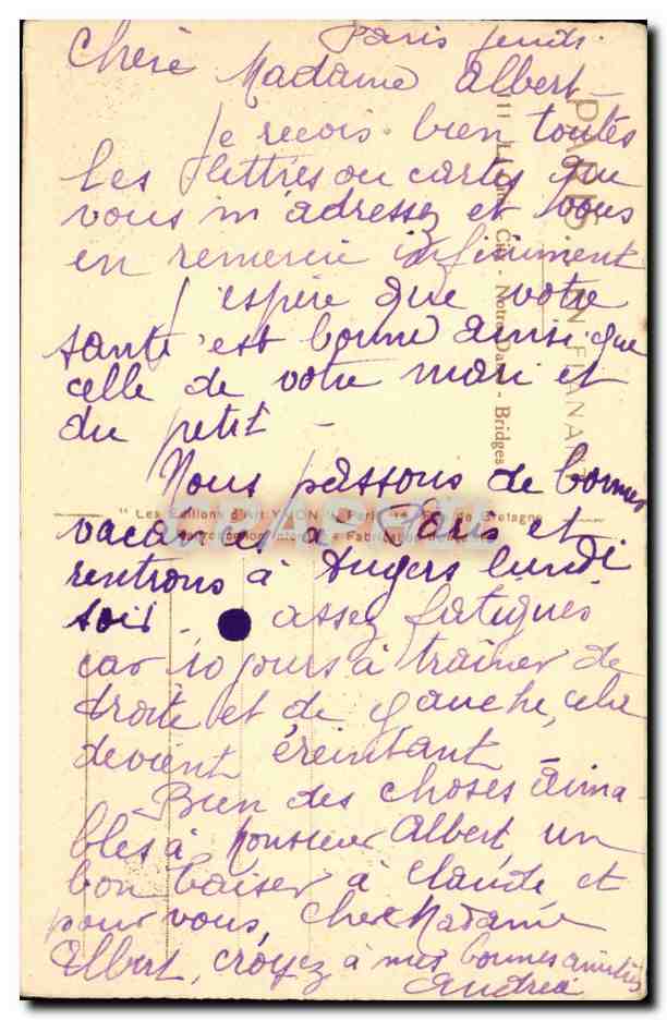 Paris - Vue Generale CPA  — Verso
