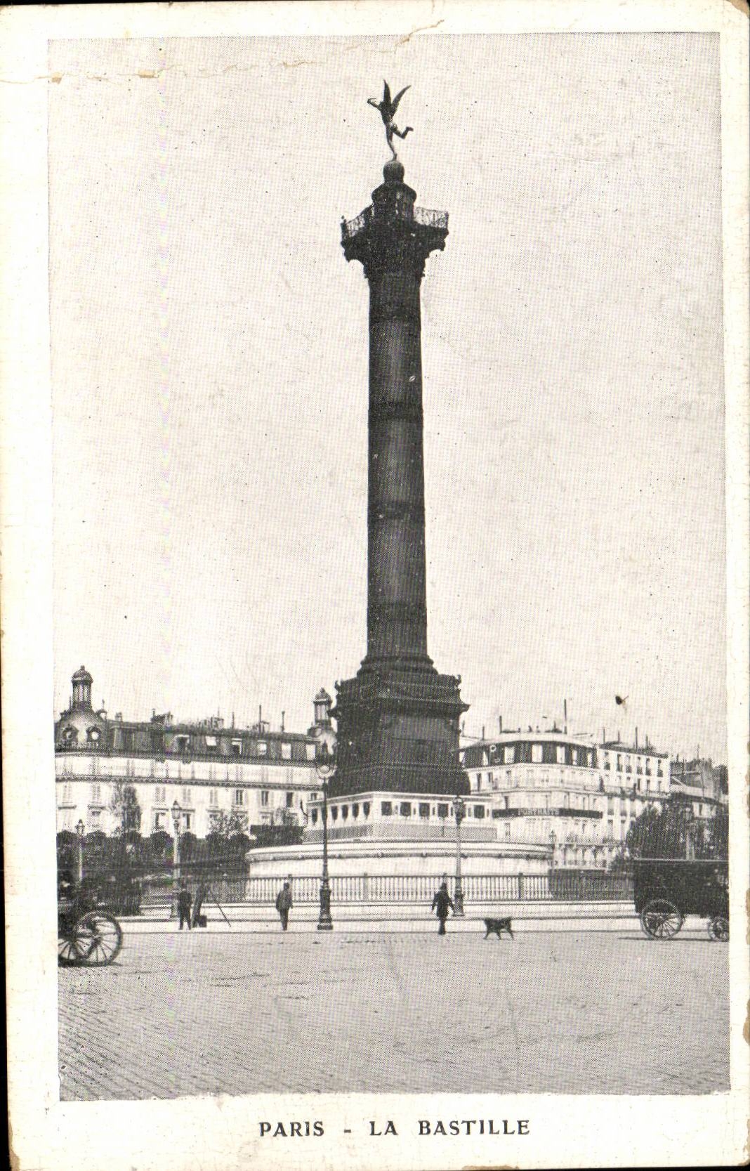 Paris - Die Bastille — Säule der Bastille mit Engelstatue — Imp. D. Schneiter & Cie, Paris