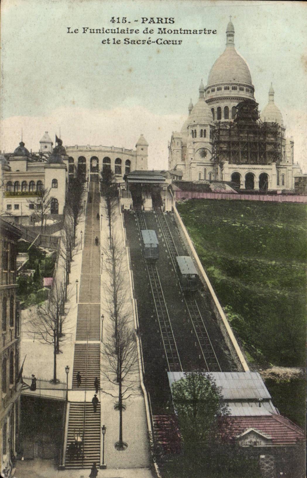 Paris - 18 - Basilique du Sacre Coeur de Montmartre - Le Funiculaire - CPA 