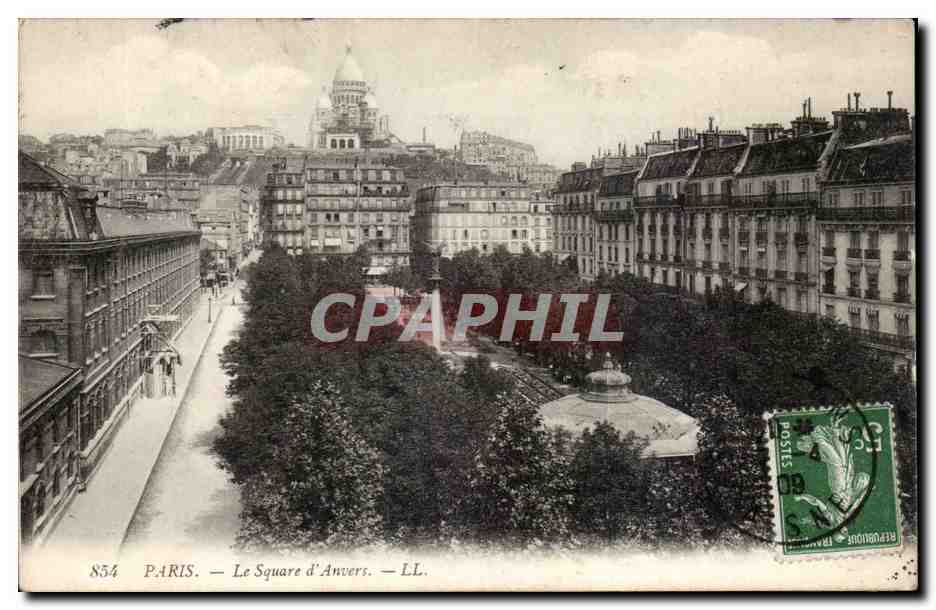 Paris - 18 - Le Square d'Anvers - Basilique du Sacre Coeur de Montmartre - CPA 
