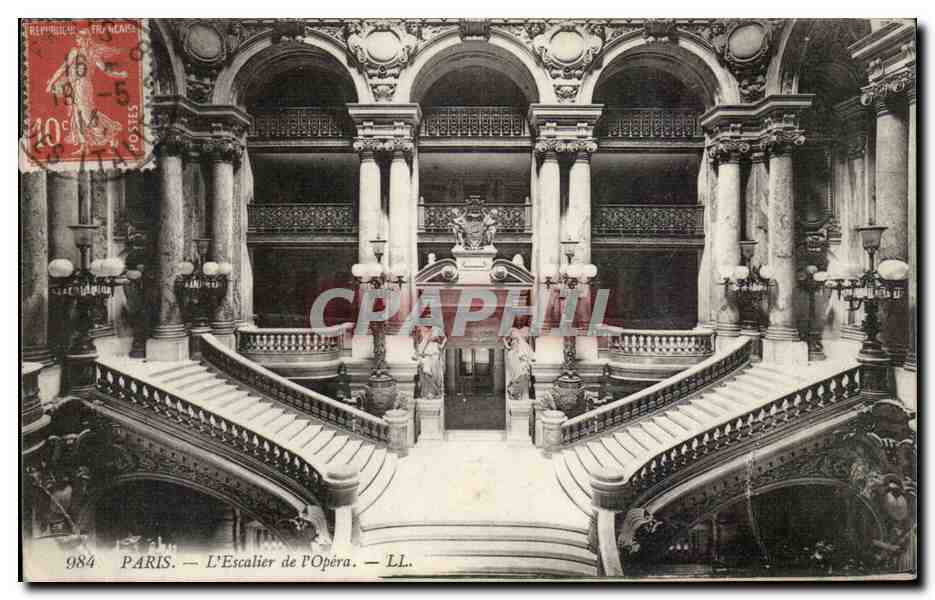 Paris - 9 - Le Grand Escalier de l'Opera CPA 