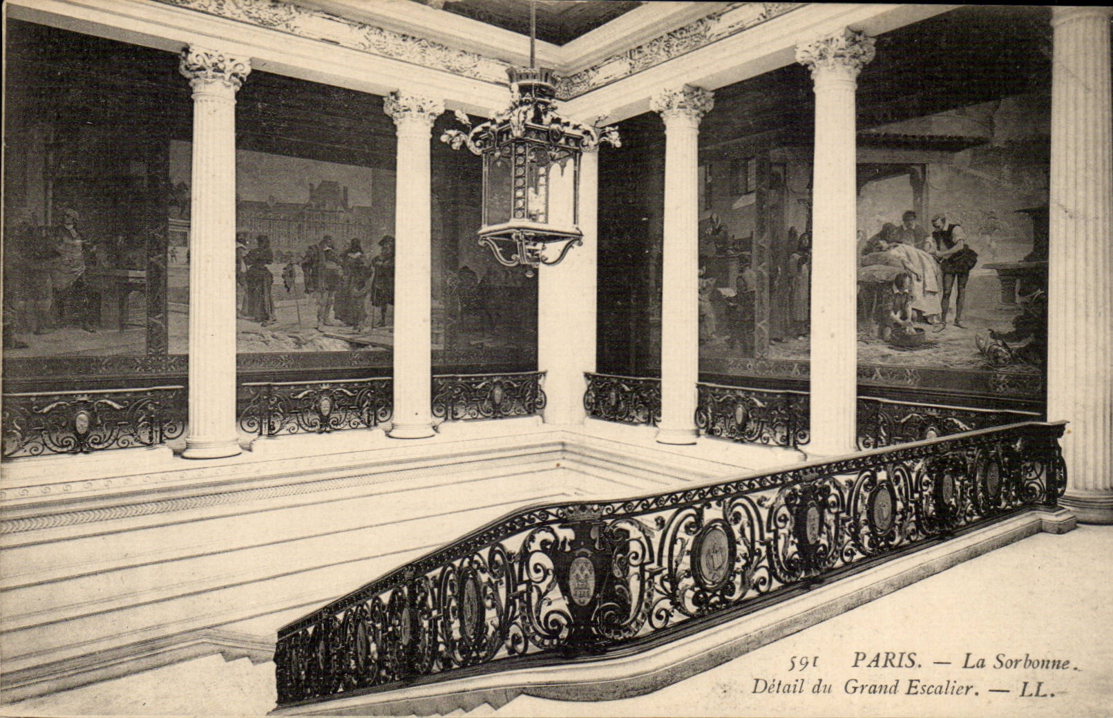Paris - 5 - La Sorbonne - Detail du Grand Escalier - CPA 