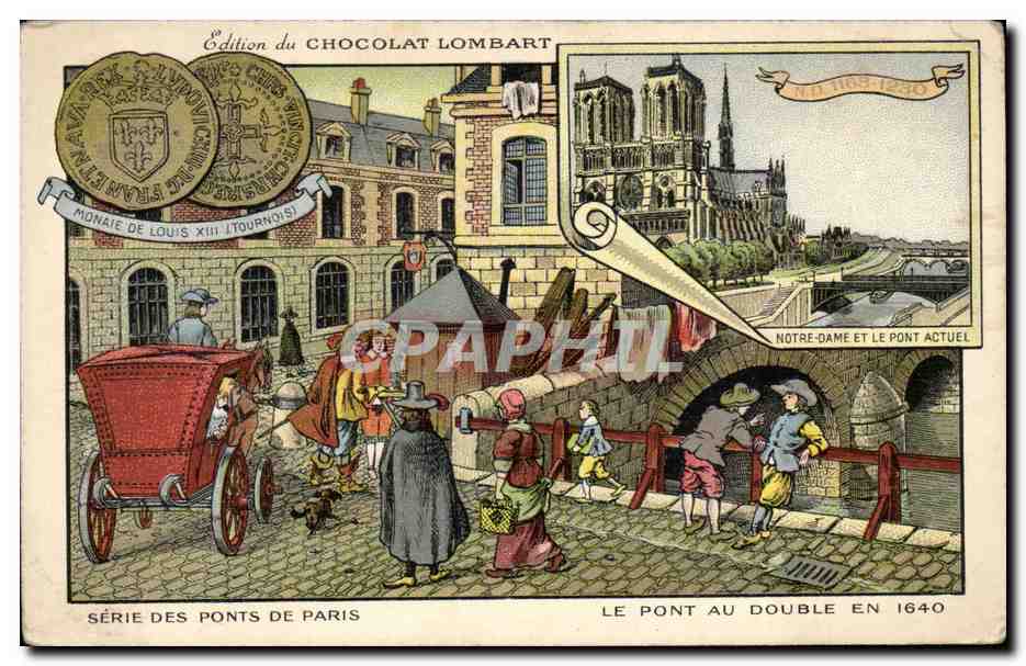 The Double Bridge in 1640 — Chocolate Lombart Edition — Series of Paris Bridges