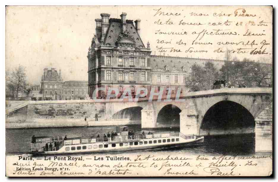 Paris - 1 - Le Pont Royal - Les Tuileries - CPA 