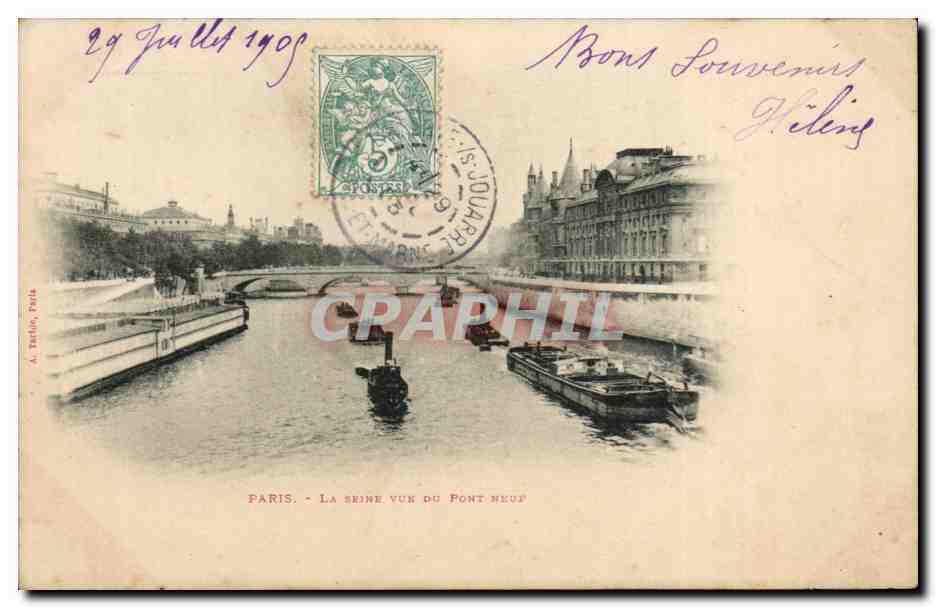 Paris - La Seine vue du Pont Neuf - CPA 