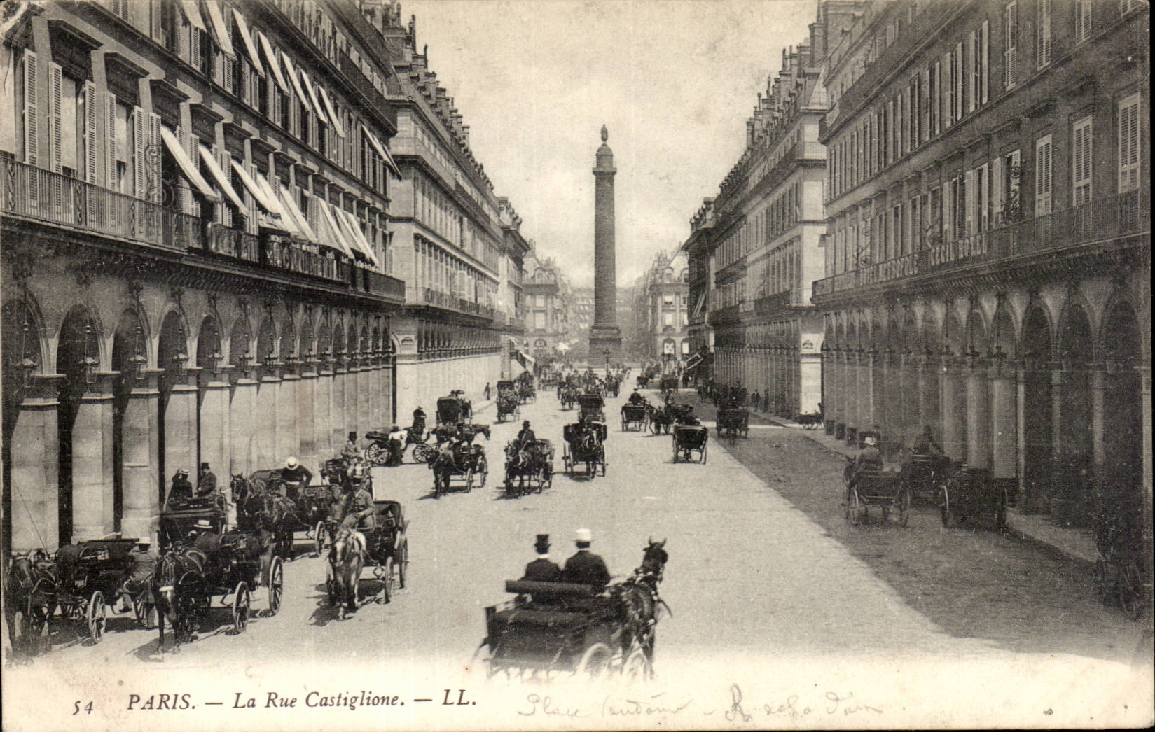 Paris - 1 - La Rue Castiglione - cheval - horses - CPA 