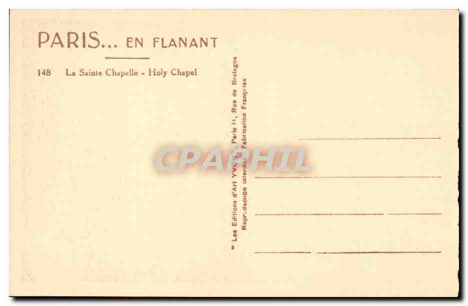 Paris CPA La Sainte Chapelle — Rückseite