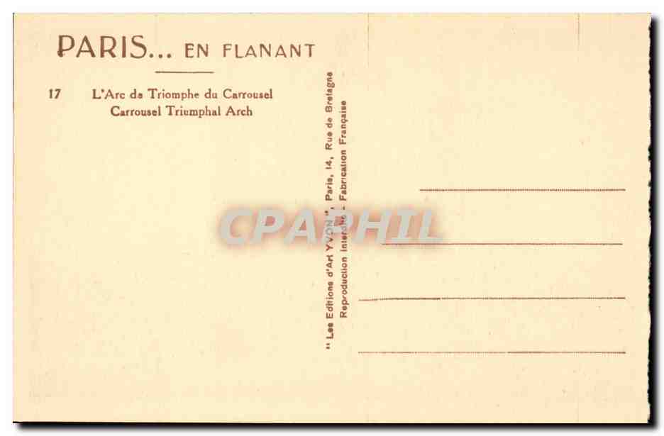 Paris CPA L'arc de triomphe du carrousel — Rückseite