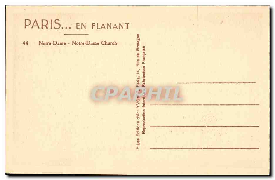 Paris CPA Notre DAme — Rückseite