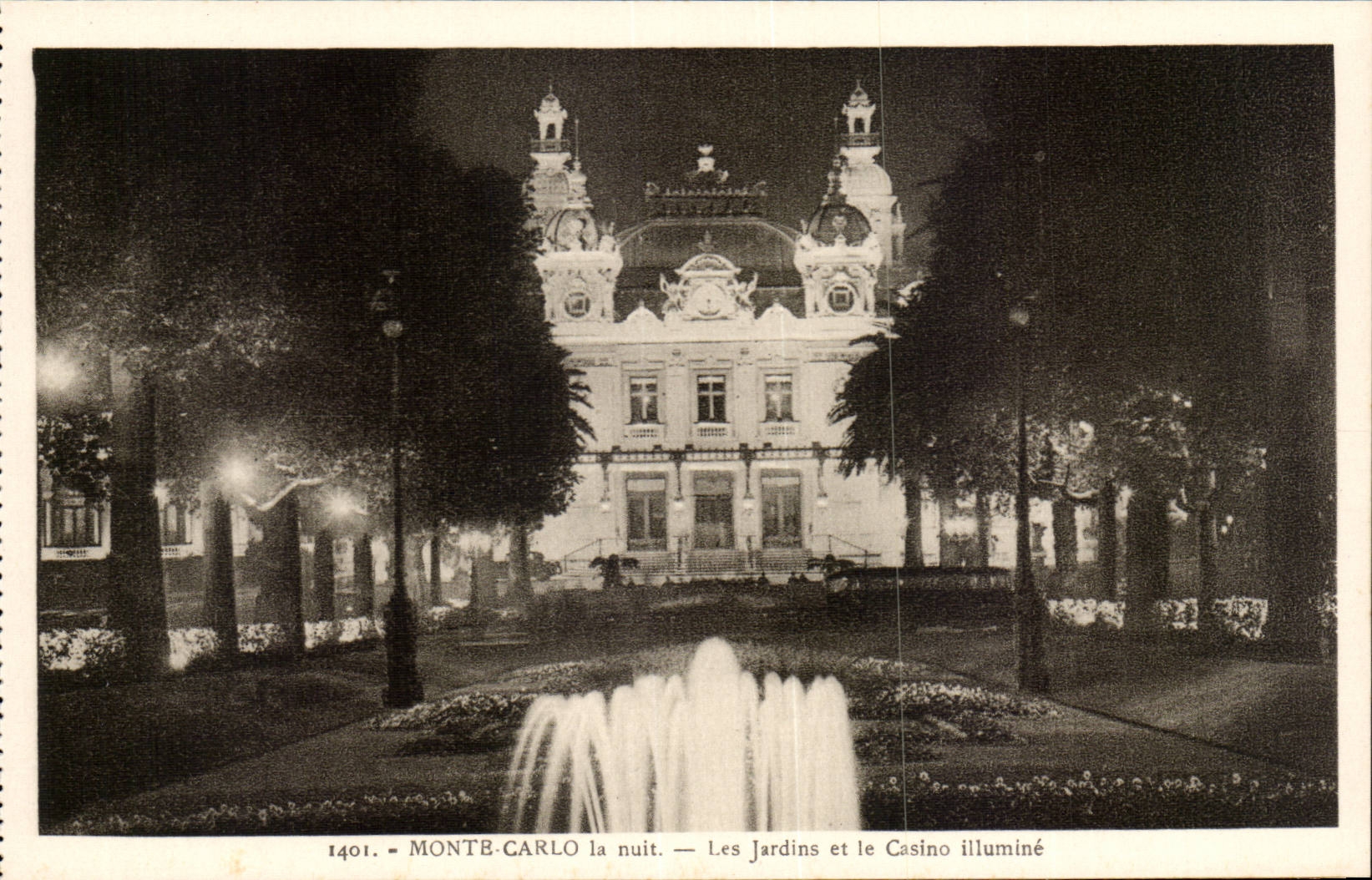 Monaco Monte Carlo CPA La nuit Les jardins et le casino illumine