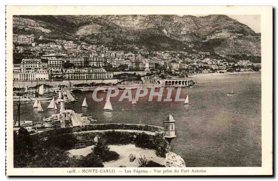 Monaco Monte Carlo CPA Les regates Vue prise du Fort Antoine