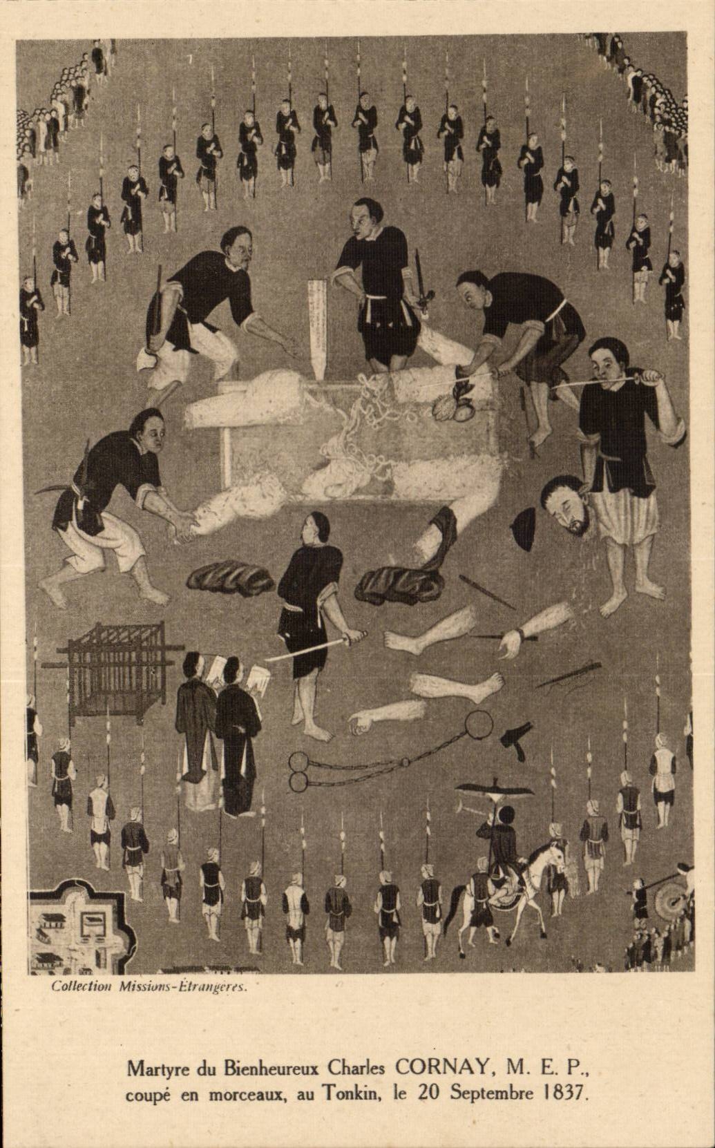 CPA Martyre du bienheureux Charles Cornay coupe en morceaux au Tonkin le 20 septembre 1837