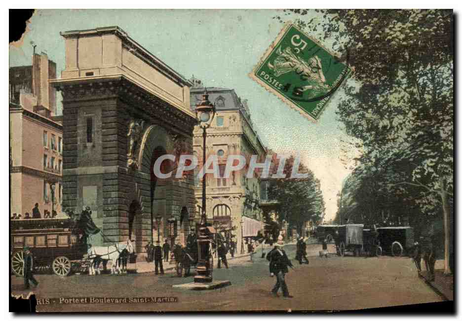 Paris CPA Porte et boulevard Saint Martin