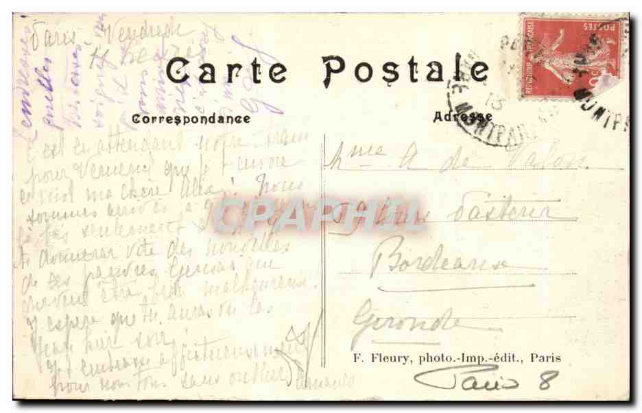 Paris CPA La Madeleine et la rue royale — Verso