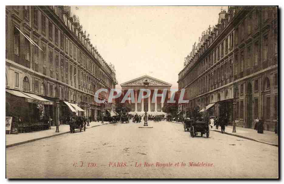 Paris CPA Le rue royale et la Madeleine