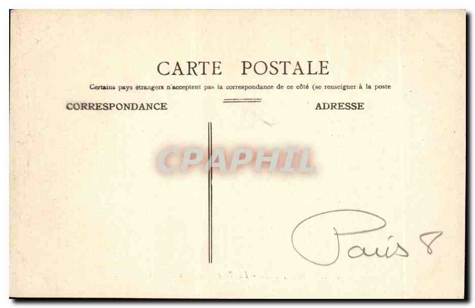 Paris CPA Le rue royale et la Madeleine — Verso