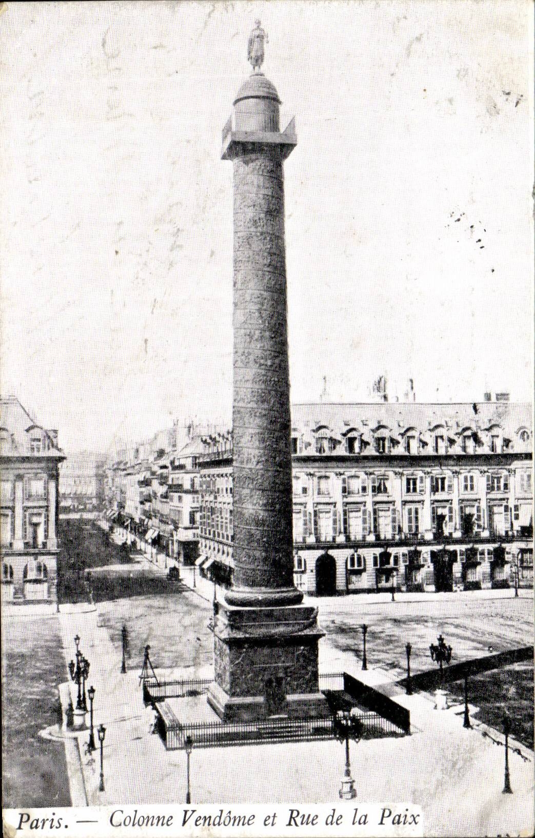 Paris CPA Colonne Vendome et rue de la Paix