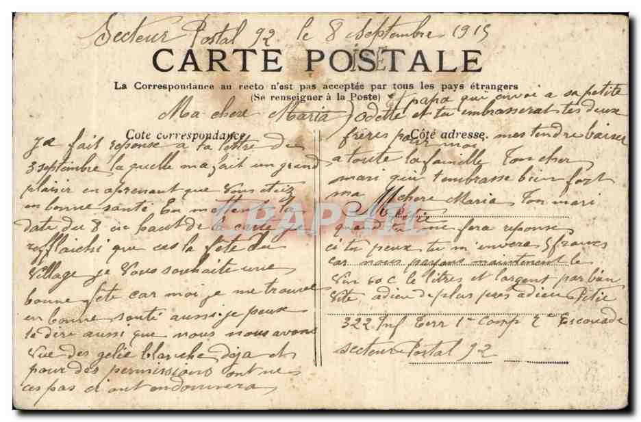 Paris CPA La place de la Bastille — Rückseite