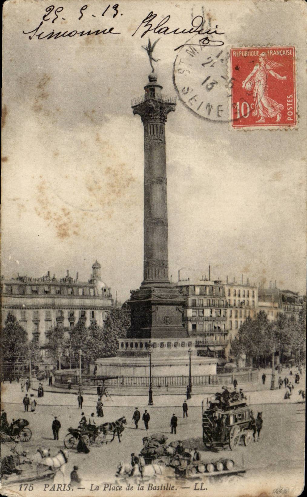 Paris CPA La place de la Bastille