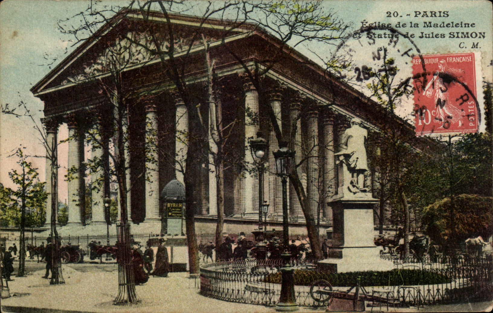 Paris CPA Eglise de la Madeleine et statue de Jules simon