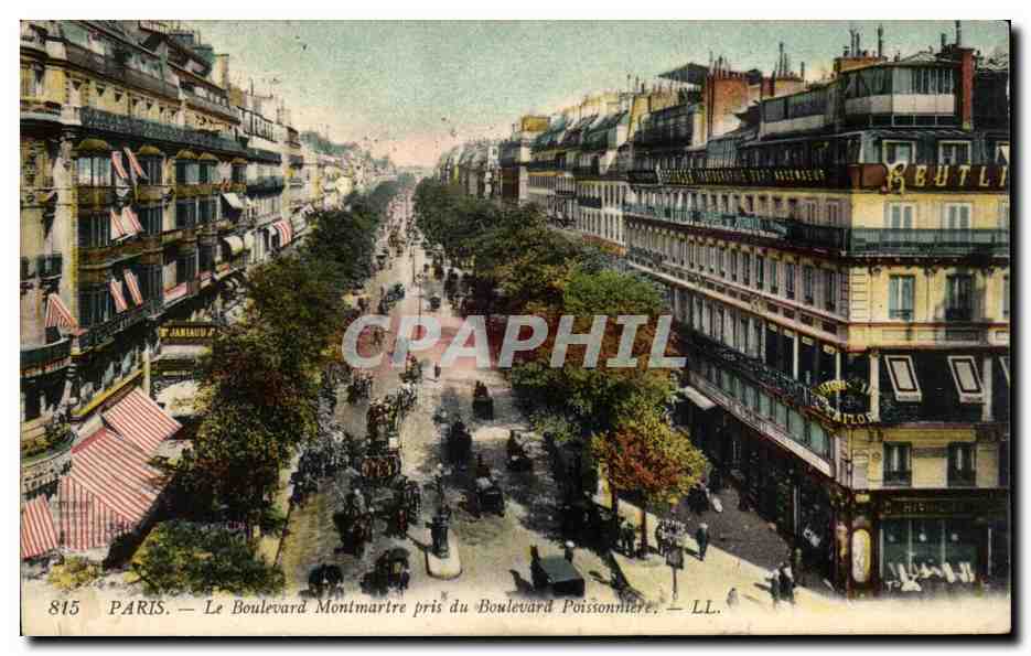 Paris CPA Le boulevard Montmartre pris du Boulevard Poissonniere