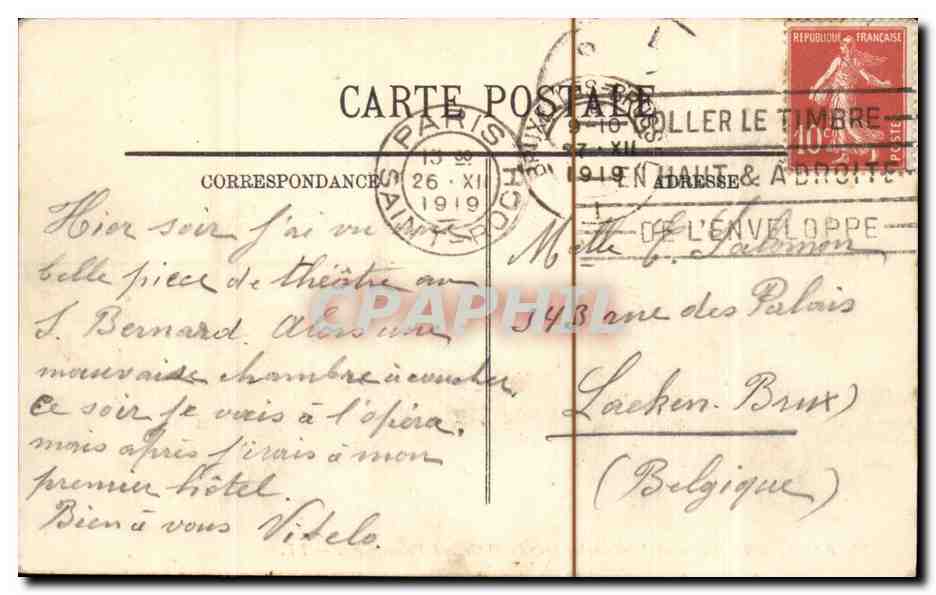 Paris CPA Le boulevard Montmartre pris du Boulevard Poissonniere — Verso