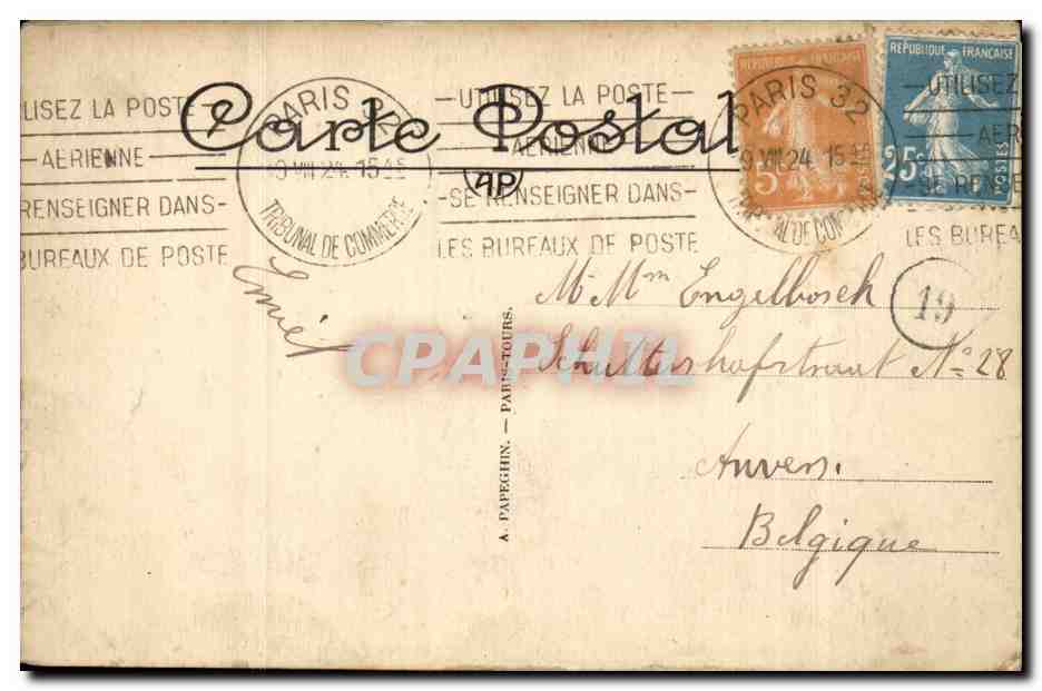 Paris CPA L'opera — Verso