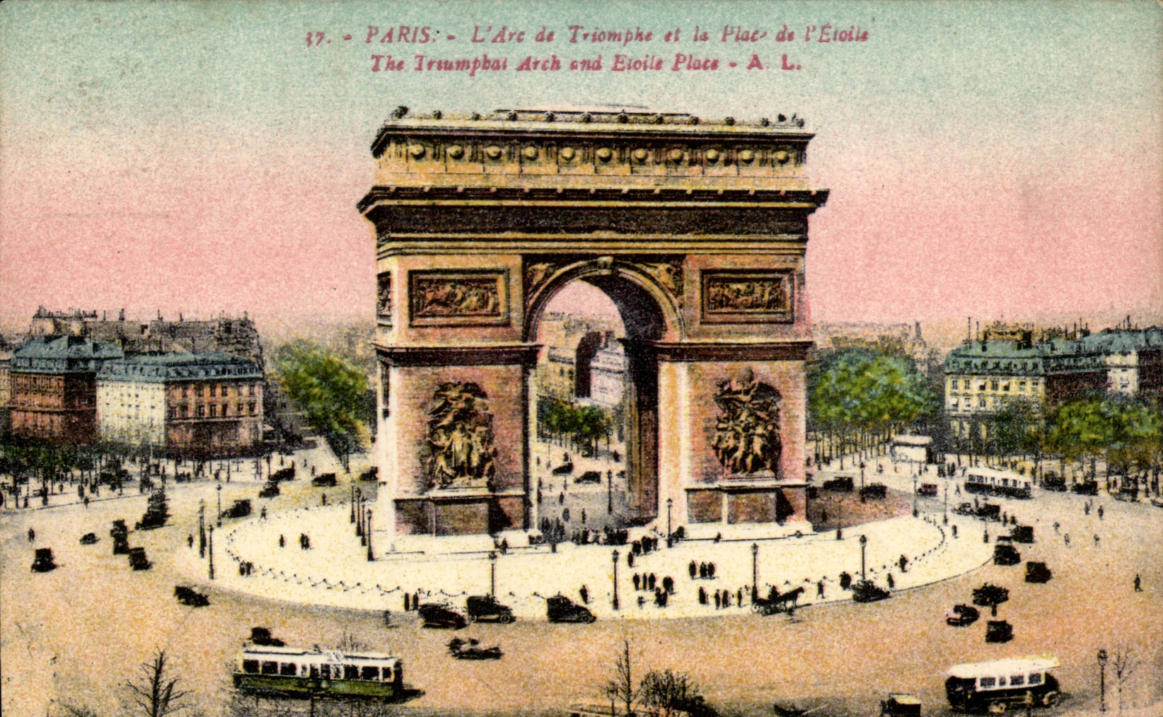Paris CPA L'arc de TRiomphe et la place de l'Etoile