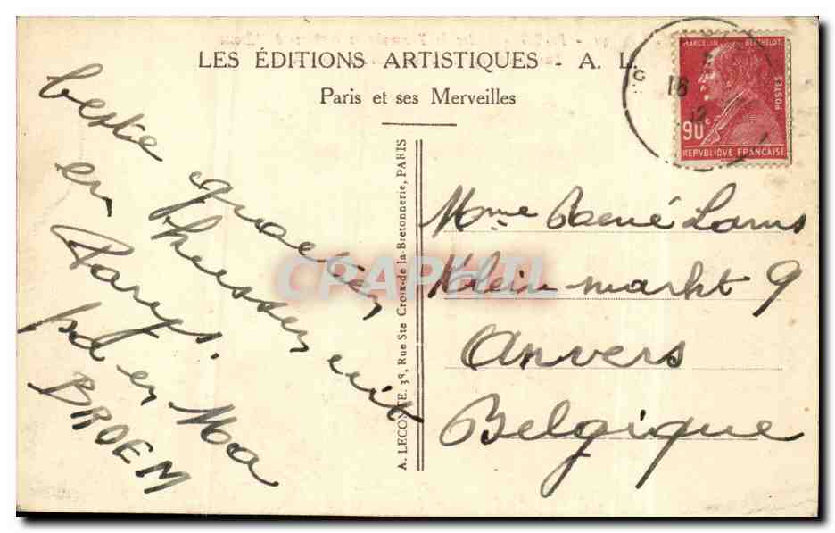 Paris CPA L'arc de TRiomphe et la place de l'Etoile — Rückseite