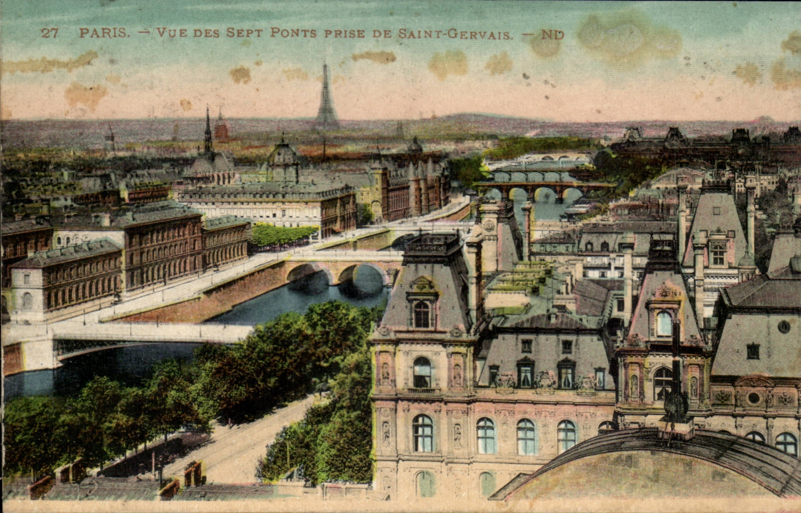 Paris CPA Vue des sept ponts prise de St Germain 