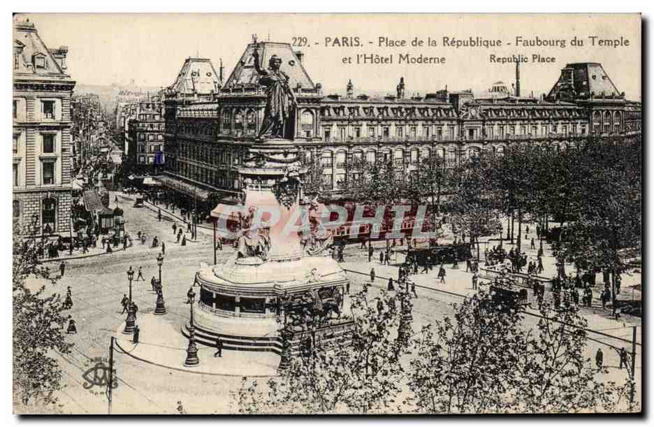 Paris CPA Place de la Republiquet FAubourg du Temple