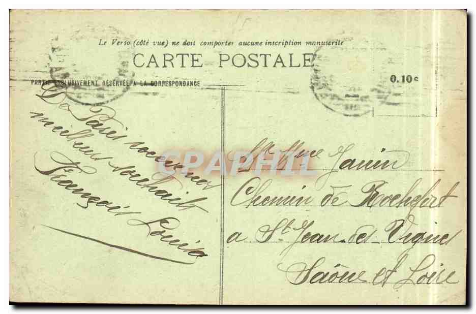 Paris CPA Avenue des Champs Elysees vers la concorde — Verso