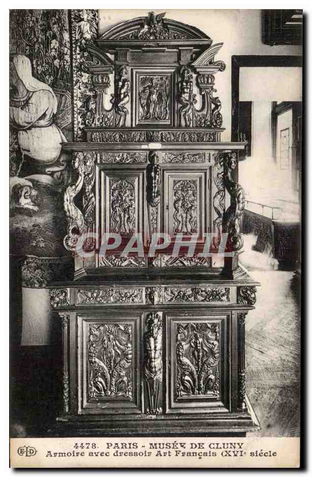 Paris CPA Musee de Cluny Armoire avec dressoir Art Francais 16eme