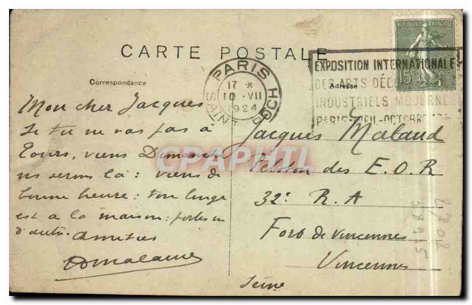 Paris CPA Arc de triomphe du Carrousel et statue Quand Meme — Rückseite
