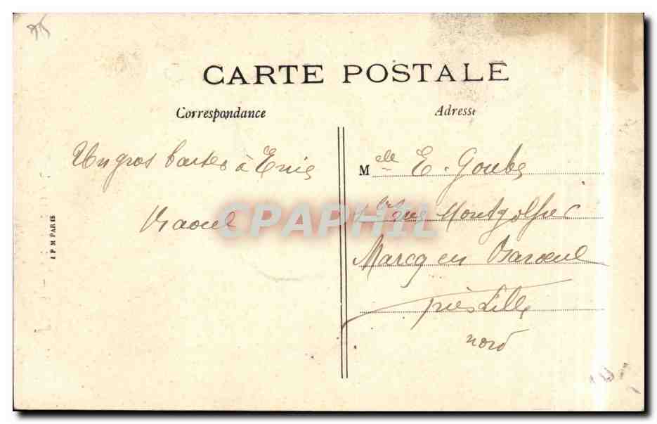 Paris CPA Parc monceau Le portail Romain — Rückseite