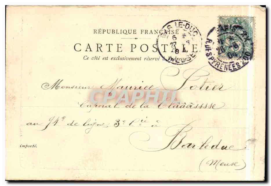 Paris CPA Arc de triomphe de l'etoile  — Verso