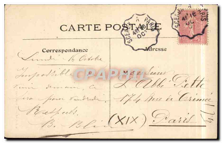 Paris CPA Portail de Notre Dame — Rückseite