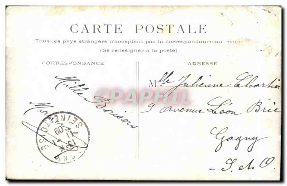 Paris CPA L'opera — Rückseite