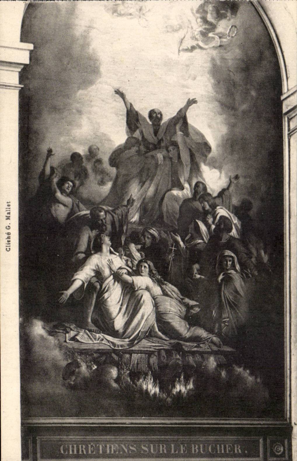 Les chrétiens sur le bûcher — Tableau d'O. Charlet — La Cathédrale de La Rochelle