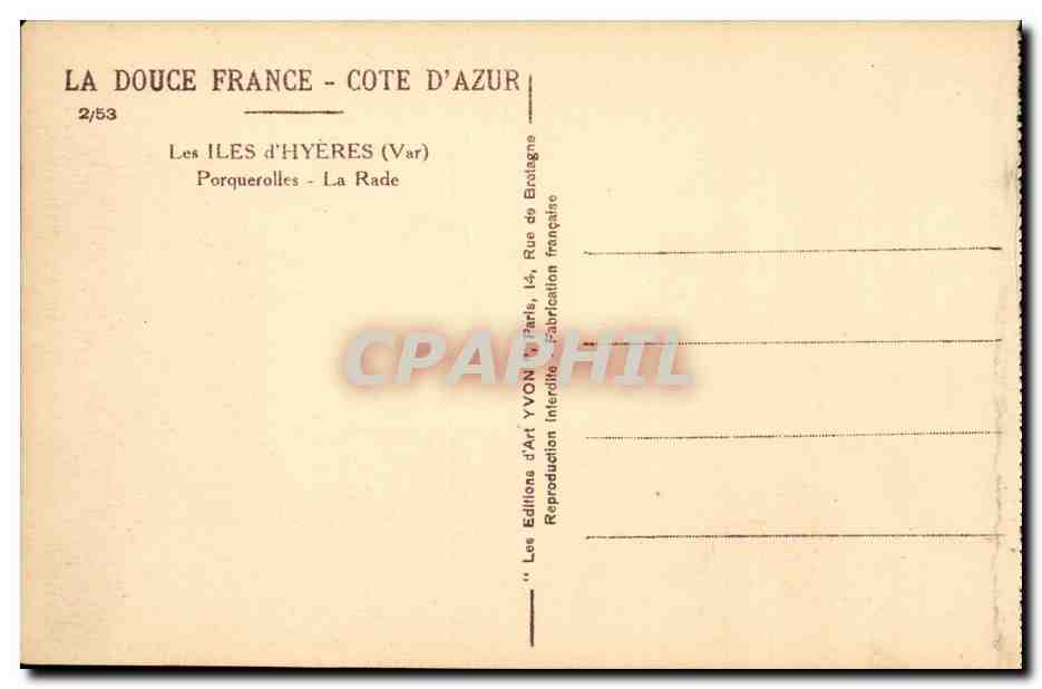 CPA Les iles d'Hyeres Porquerolles La rade (bateau) — Rückseite