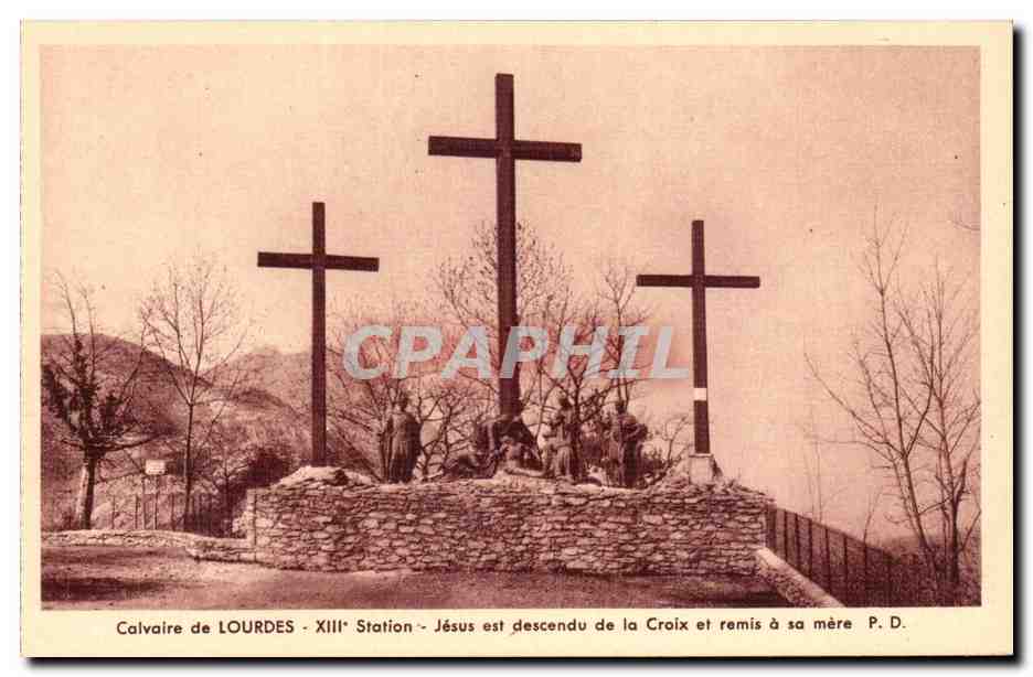 CPA Lourdes 13eme station Jesus est descendu de la Croix et remis a sa mere