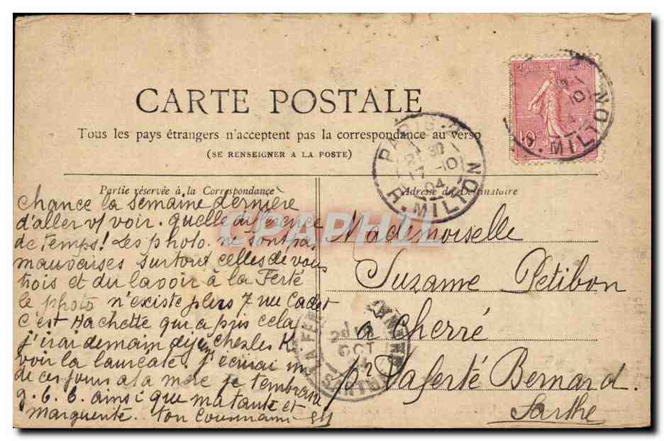 Paris CPA Arc de triomphe du Carrousel — Rückseite