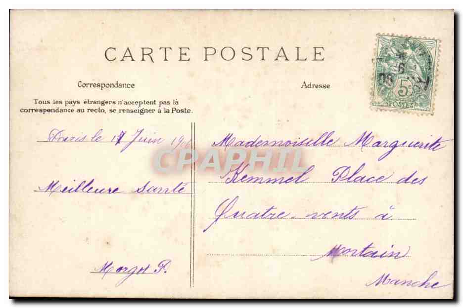 Paris CPA L'Opera — Rückseite