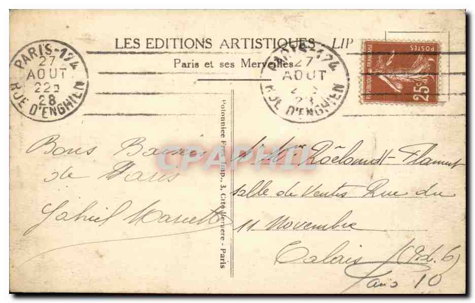 Paris CPA Le boulevard et la porte St Denis  — Rückseite