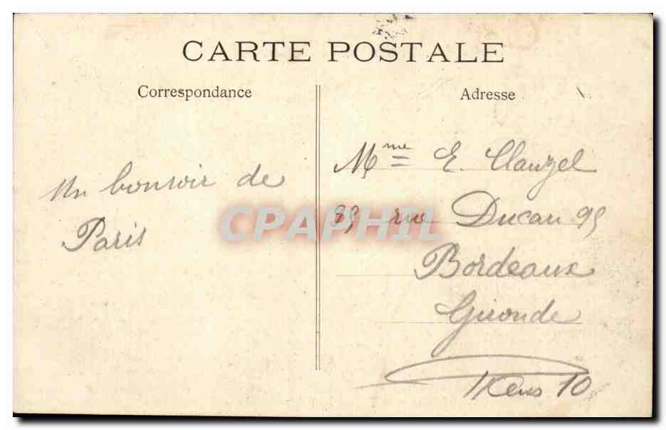 Paris CPA Porte Saint martin — Verso