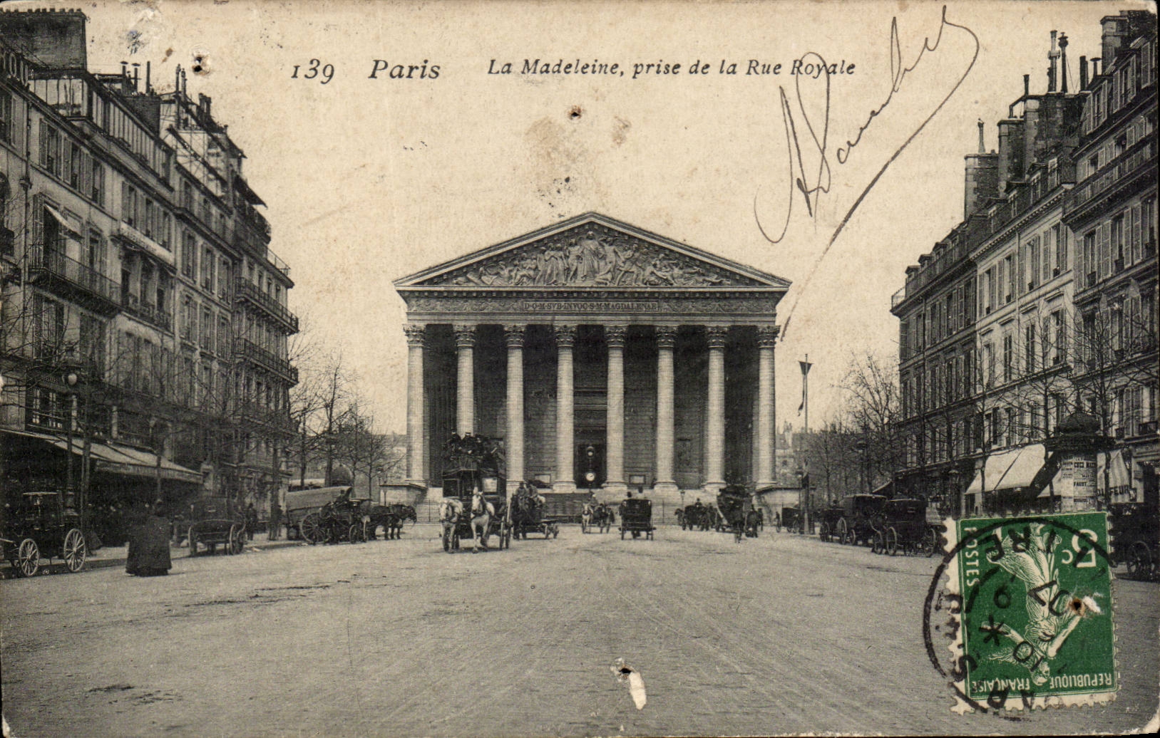 Paris CPA La madeleine prise de la Rue royale